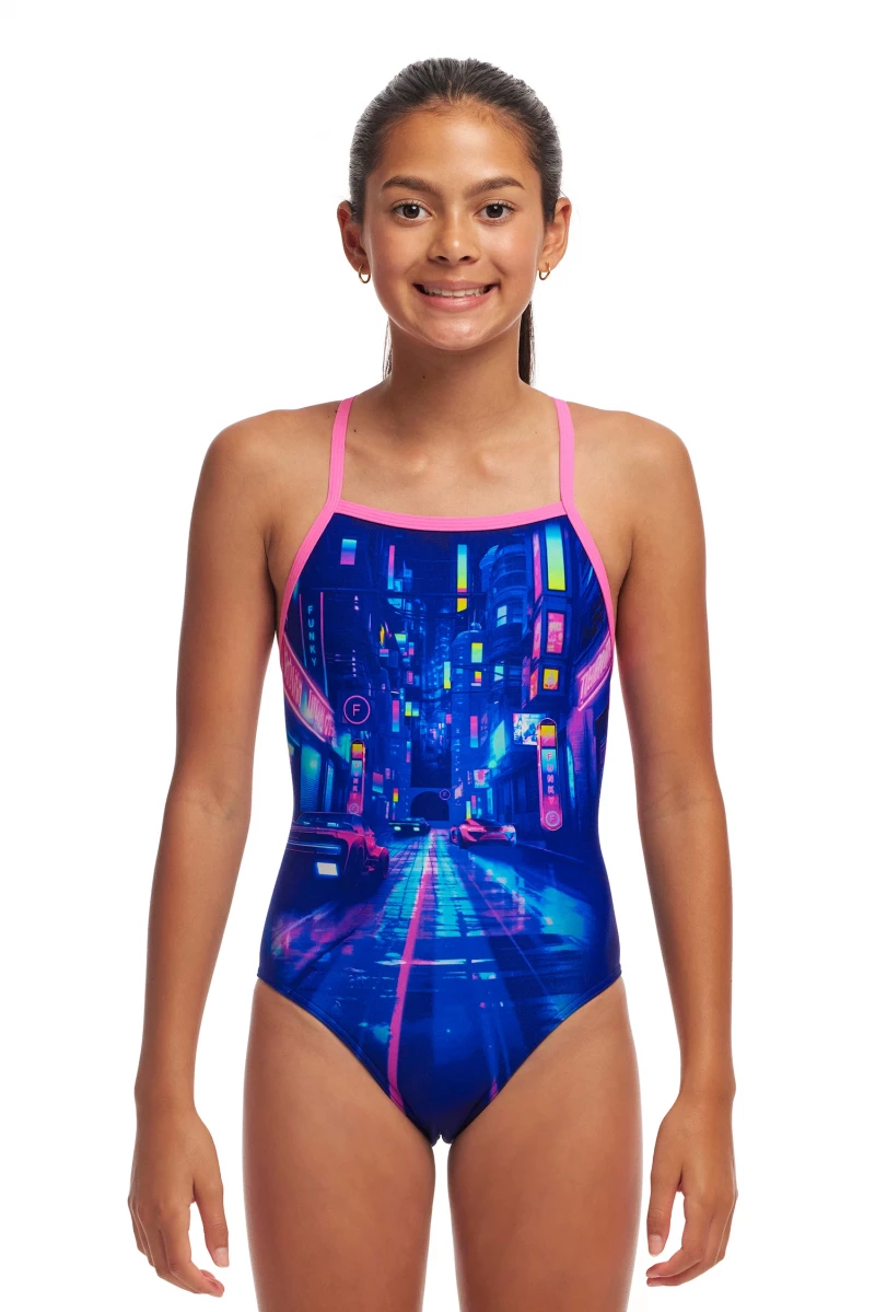 Funkita Girls Swimsuit Cyber City Strapped In