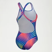 Speedo Badeanzug Damen Powerback mit Digital-Print Blau-Rot