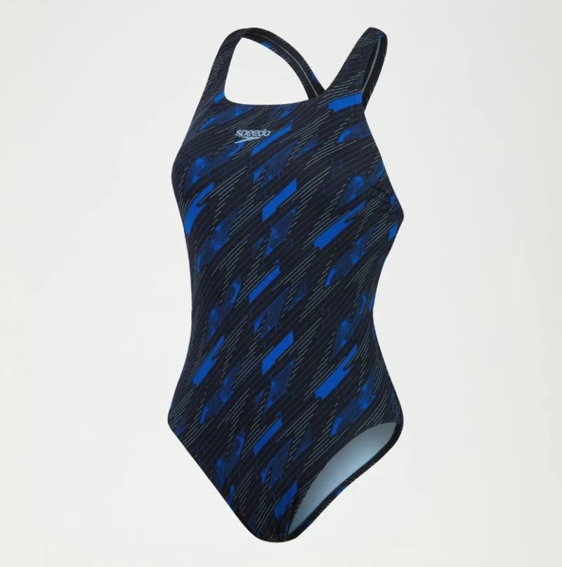 Speedo Badeanzug Damen HyperBoom Medalist Schwarz-Blau