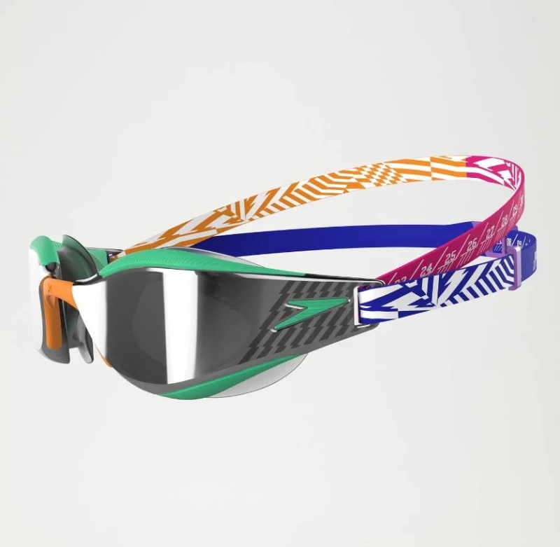 Speedo Schwimmbrille Fastskin Hyper Elite grün-orange verspiegelt