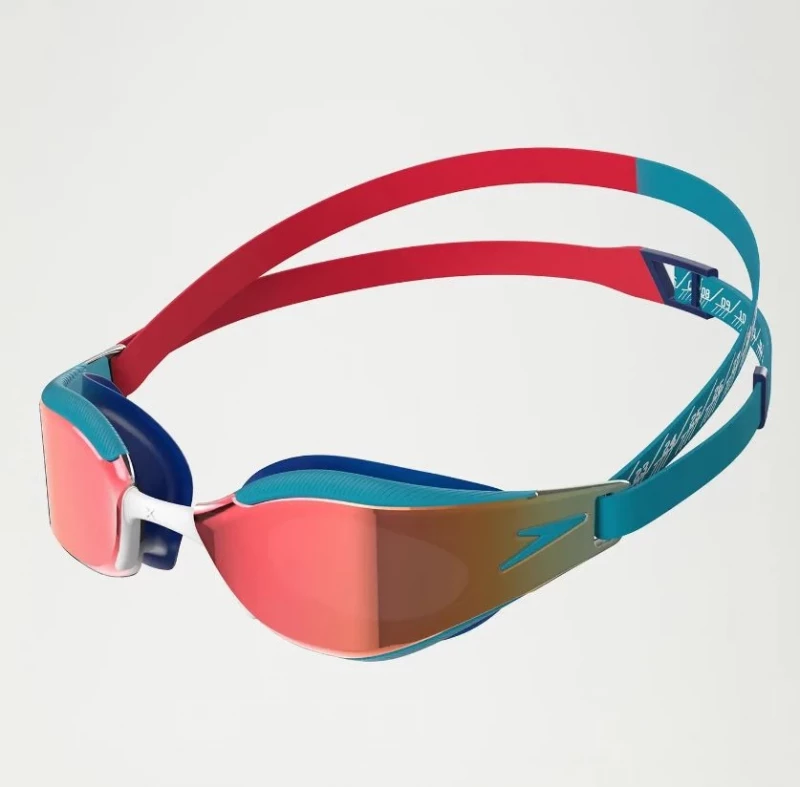 Speedo Kinder Schwimmbrille Fastskin Hyper Elite rot-blau verspiegelt