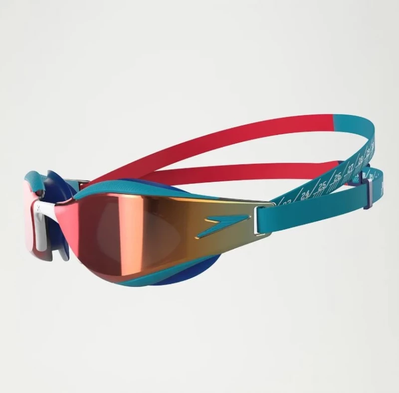 Speedo Kinder Schwimmbrille Fastskin Hyper Elite rot-blau verspiegelt