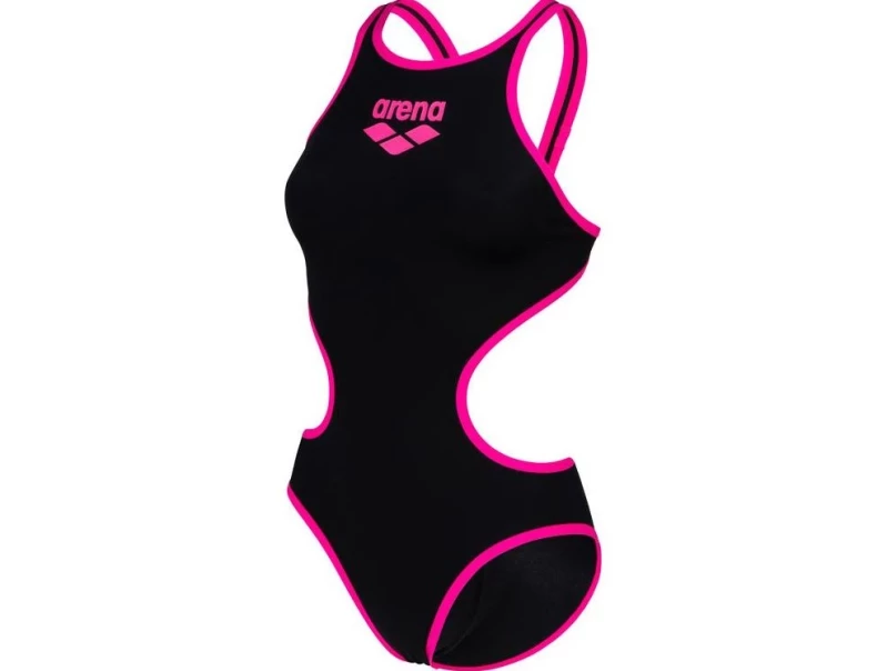 arena One Biglogo Damen Badeanzug Black - Fluo Pink