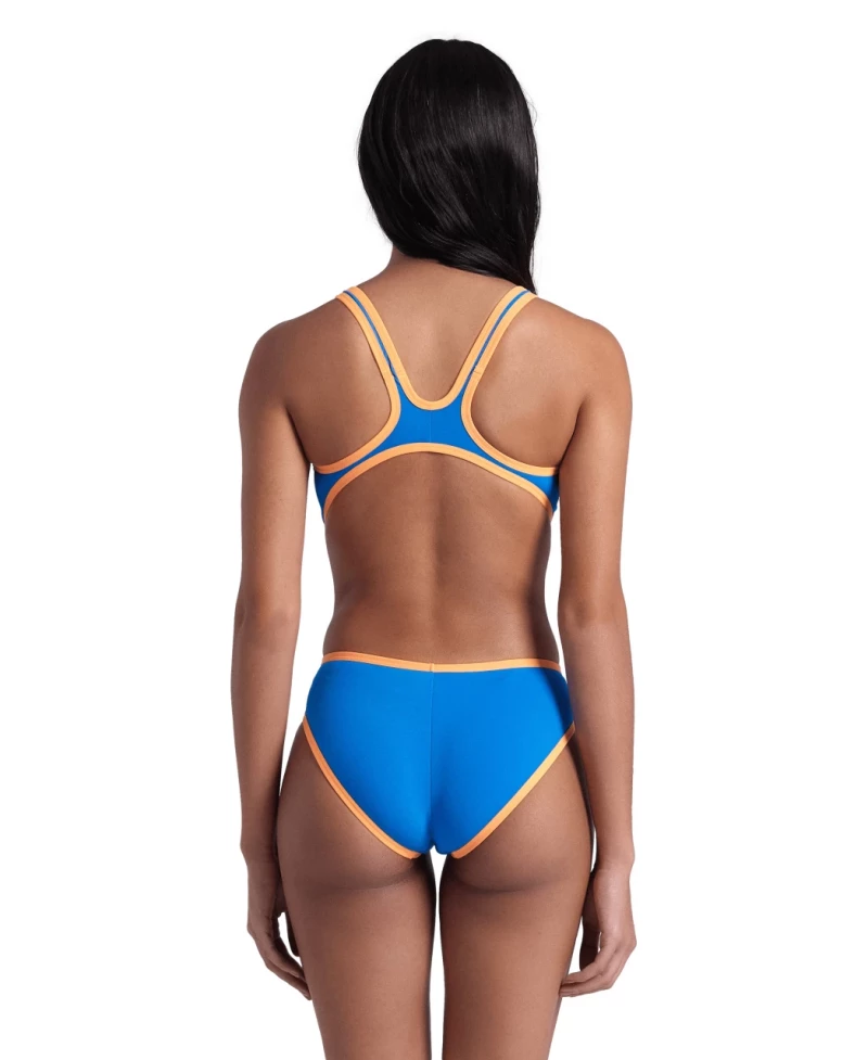 arena One Biglogo Damen Badeanzug Blue River - Fluo Orange